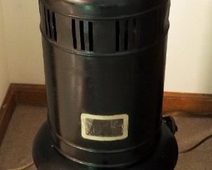Vintage Metal Kerosene Heater Floor Lamp, Powers On, 24" Tall