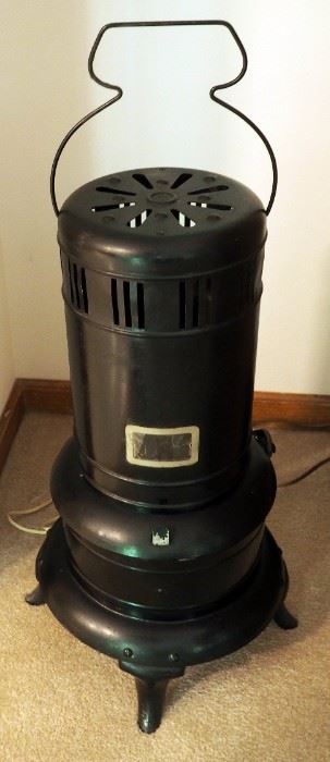 Vintage Metal Kerosene Heater Floor Lamp, Powers On, 24" Tall