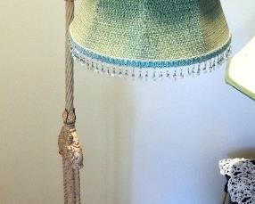Antique Cast Iron 61" Floor Lamp With Cloth Shade