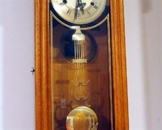 D & A Key Wound Pendulum Wall Clock, 28" X 11.5" X 4.5'