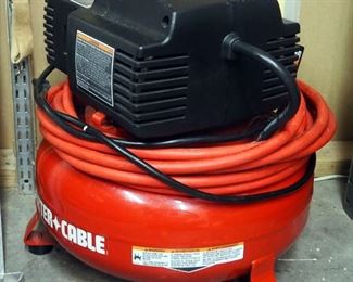 Porter Cable 6 Gallon Pancake Air Compressor Model CF2600, 135 psi, Includes Pneumatic Hose And Tire Valve