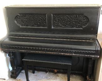 Steinway and Sons Black Upright Piano