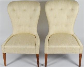 Pair of balloon back chair in silk moire - $400 pair