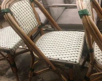 Bistro chairs, set of six, $600.