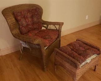 wicker chair & ottoman