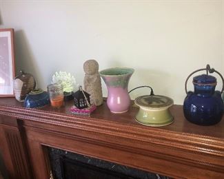 CLOSE UP VIEW NICE COLLECTION(S) SIGNED POTTERY PEWABIC, ANN ARBOR FAIR & GROSSE POINTE WAR MEMORIAL