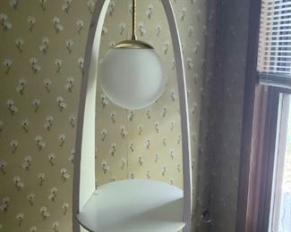 Milo Boughman Modeline Hanging Wood Lamp w/Shelf