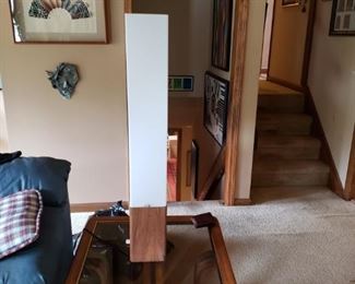 Pair glass mid century matching end tables