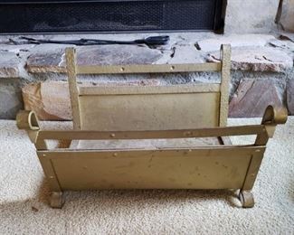 Mid-century Solid Brass Log Holder