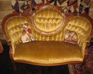 Victorian tufted back settee