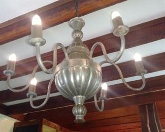 6 light tin chandelier