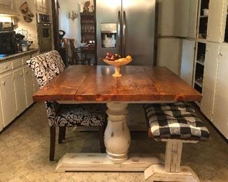 Farm table with bench and 2 chairs