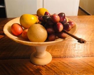 Alabaster bowl and fruit