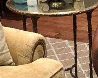 Brass faux bois mirrored top global views