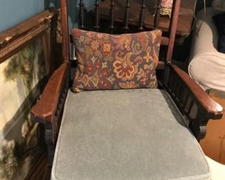 Vintage Mohair cushion spindle chair