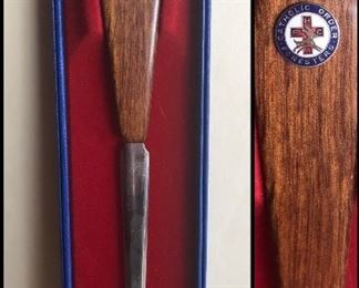 Lot #7B Catholic order letter opener in box, $12