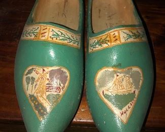 Lot #11B Painted wooden clogs, larger adult size, $12