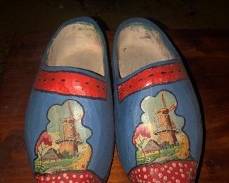 Lot 12B Medium size adult painted wooden clogs, $14