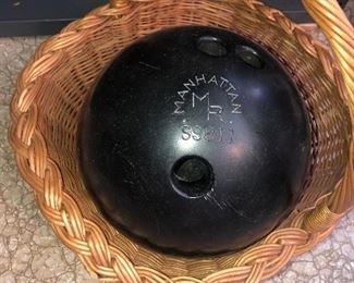 Lot 48B, Bowling Ball in a basket, $12