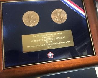 Lot 92B, National Bicentennial Medal presented to Clement Zablocki, $40