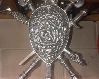 Lot 103B, Nice size Shield wall hanging, $28