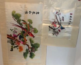 Lot 137B, Set of two silk Asian embroidered pieces, brand new and quite large, $32