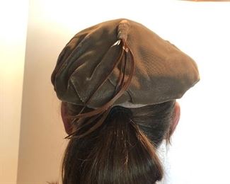 Lot 142B, Great velvet hat with feathers, $12