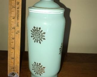 Blue Canister with Snowflakes $48.00