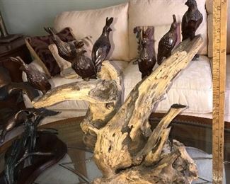 Carved Birds On Wood Made in Mexico $275.00