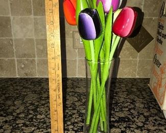 Glass Tulips with vase $9.00