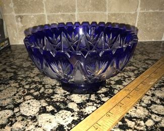 Bohemian Cobalt Blue Glass Bowl $15.00