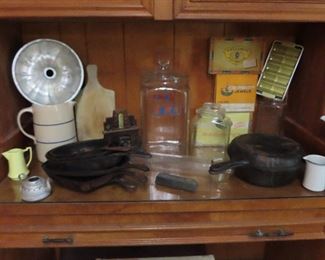 Lance Jar - Primitive Kitchen Decor - Cast Iron Skillets 