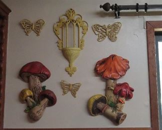Midcentury Mushroom & Butterfly Wall Decor