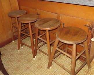 Set of 4 Primitive Bar Stools 