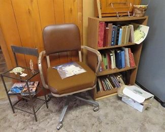 Office Chair - Metal Shelf - Books - Cookbooks