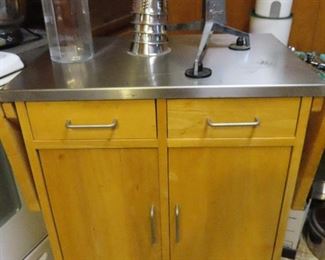 Kitchen Island with Stainless Top - Salad Master Grinder