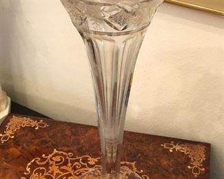 Antique Hawkes 14” cut glass trumpet vase