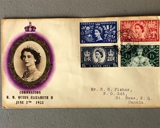 1953 Queen Elizabeth Coronation commemorative stamped envelope