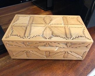 Prison folk art matchstick trinket box