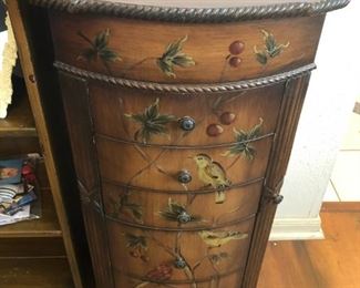 Painted 5-drawer jewelry cabinet with lift top