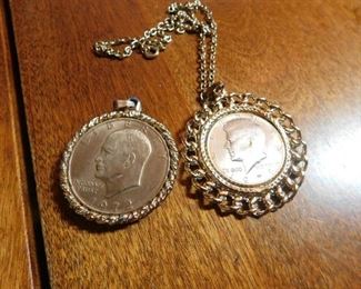 Gold Plated Eisenhower and Kennedy Necklaces