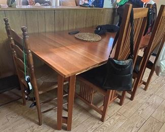 Amish-made mission table; 6 chairs