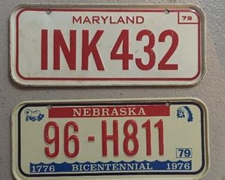 Small Maryland and Nebraska License Plates