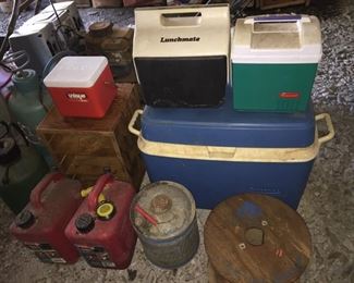 Coolers and Gas Cans