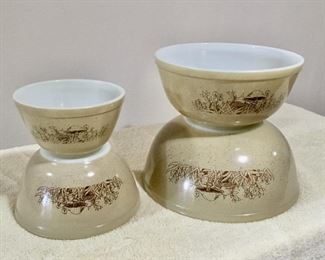 Vintage Pyrex Mushroom nesting mixing bowls $60
