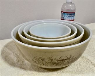 Vintage Pyrex Mushroom nesting mixing bowls $60