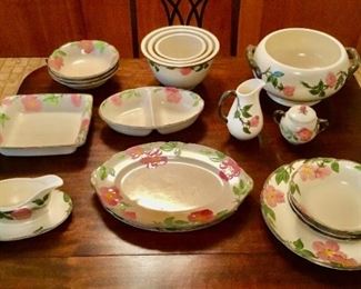 Desert Rose China 67 pieces including 3 nesting Mixing bowls and other serving pieces All $375