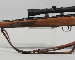 Winchester Model 320 .22 SLLR Bolt Action Rifle SN# D26918, With Simmons 4x32 Scope And Leather Sling