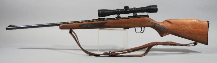 Winchester Model 320 .22 SLLR Bolt Action Rifle SN# D26918, With Simmons 4x32 Scope And Leather Sling