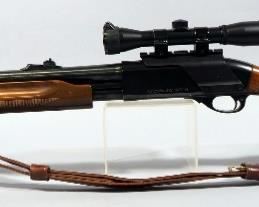 Remington 870 Wingmaster Magnum 12 ga Pump Action Shotgun SN# Not Found, With Swift 4x32 Scope Aimtech Scope Mount And Leather Sling